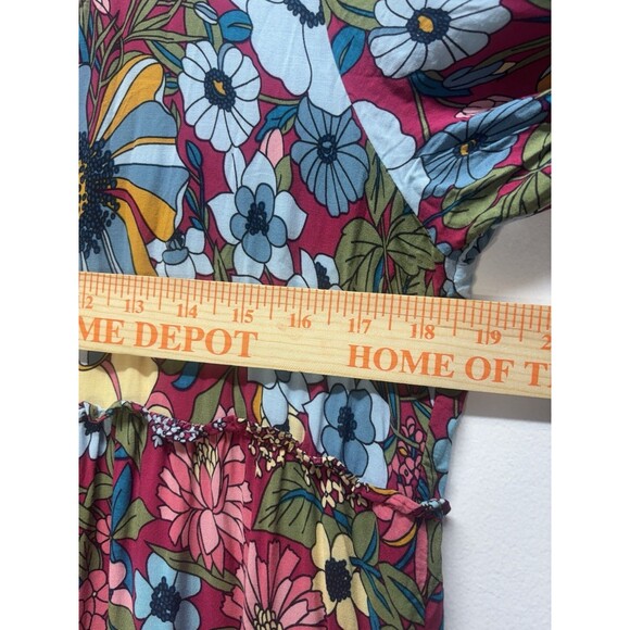 Natural Life Womens Collette Tiered  Maxi Dress Floral Boho Cottage Rayon Sz L - Picture 8 of 16
